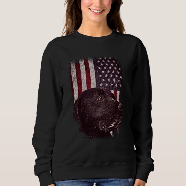 Black Labrador USA Flag Lab Dog Owner Sweatshirt (Vorderseite)