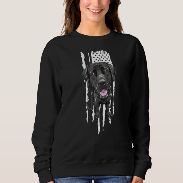 Black Labrador Usa Flag Labrador Besitzer der Voge Sweatshirt (Vorderseite)