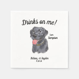 Black Labrador Wedding Cocktail Napkin Serviette