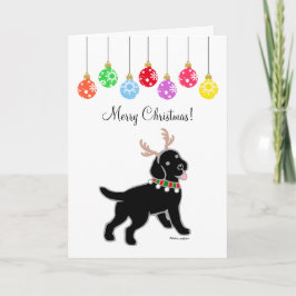 Black Labrador Weihnachten Antler und Ornamente