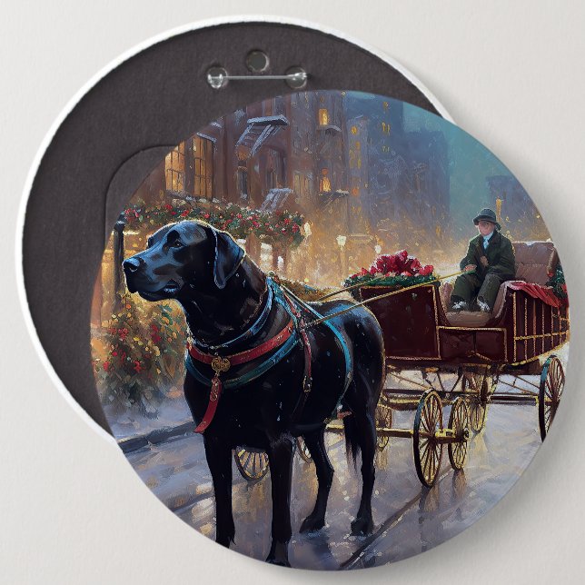 Black Labrador Weihnachten Button (Vorne & Hinten)