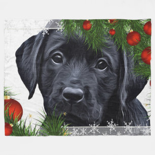 Black Labrador Weihnachten Fleecedecke