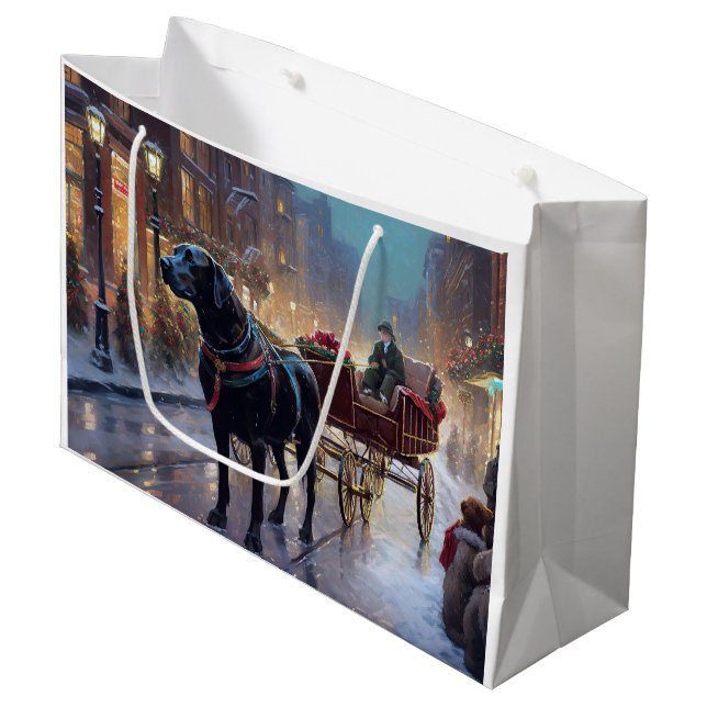 Black Labrador Weihnachten Große Geschenktüte (Vorderseite Schrägansicht)