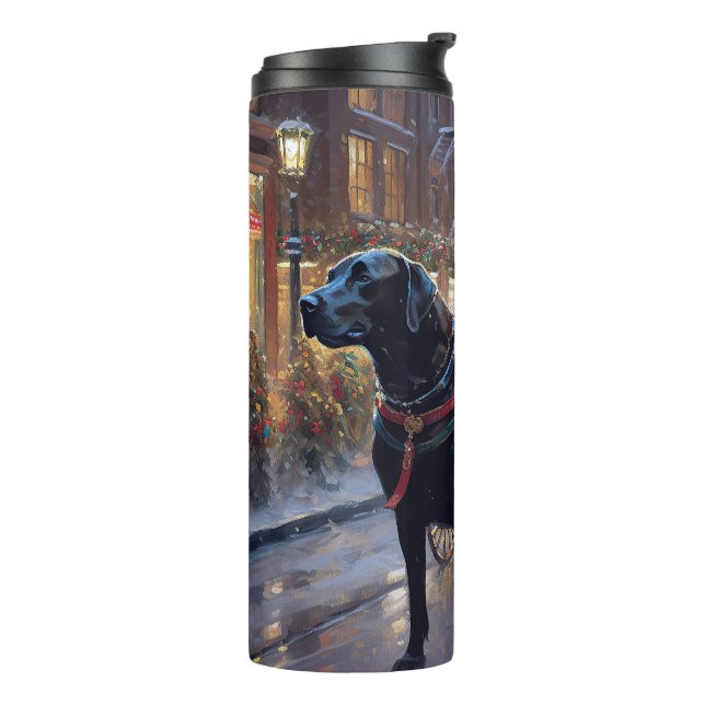 Black Labrador Weihnachten Thermosbecher (Nach links gedreht)