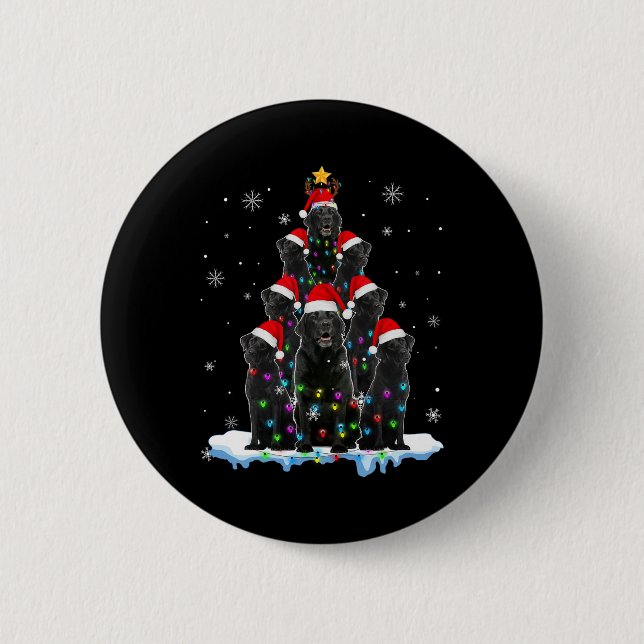 Black Labrador Weihnachtsbaum Lichter Weihnachten  Button (Vorderseite)