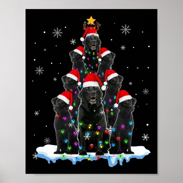 Black Labrador Weihnachtsbaum Lichter Weihnachten  Poster (Vorne)