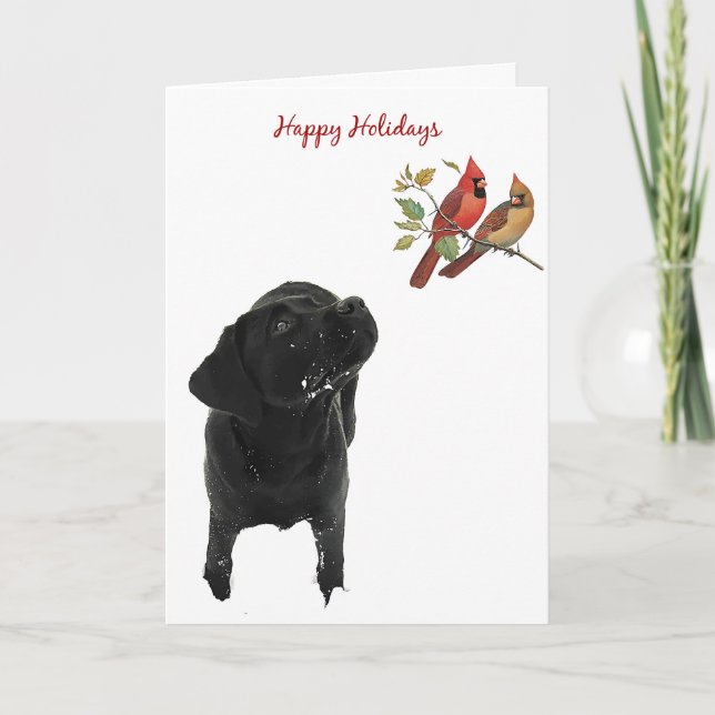 Black Labrador Weihnachtskarte Feiertagskarte (Vorderseite)