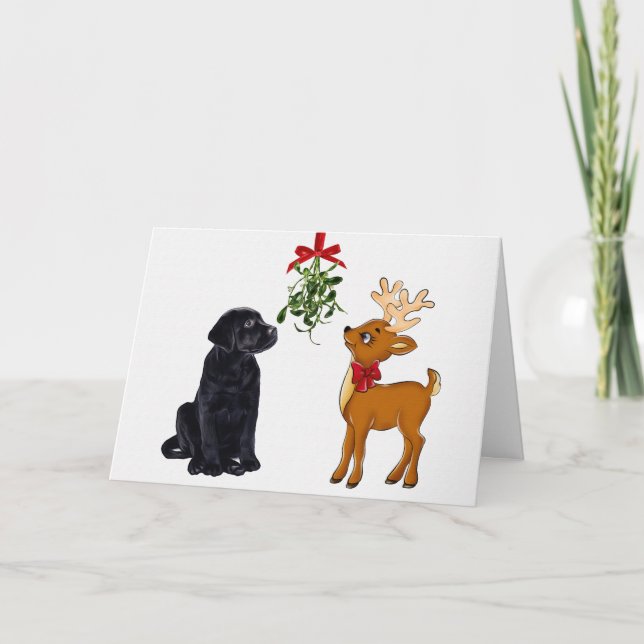Black Labrador Weihnachtskarte Feiertagskarte (Vorderseite)