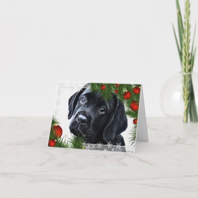 Black Labrador Weihnachtskarte Feiertagskarte (Vorderseite)