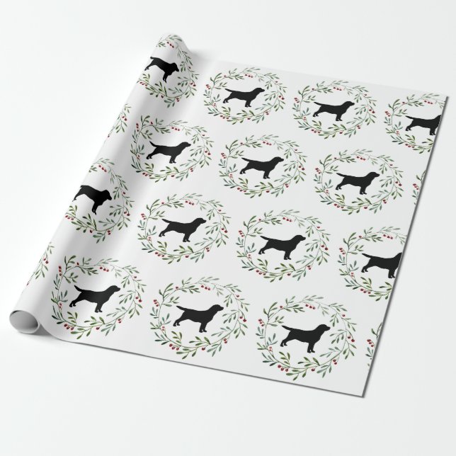 Black Labrador Weihnachtskranz Retriever Hund Geschenkpapier (Ungerollt)