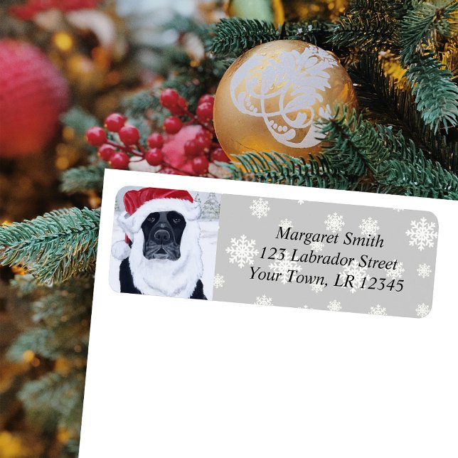 Black Labrador Weihnachtsschnee-Rücksendeadresse (Black Labrador Santa Snowflakes Design Christmas Return Address Labels for Black Labrador Owners.)