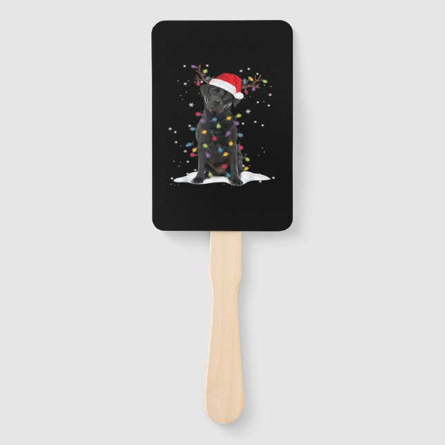 Black Labrador Xmas Dog Christmas Tree Light Class Fächer (Vorderseite)