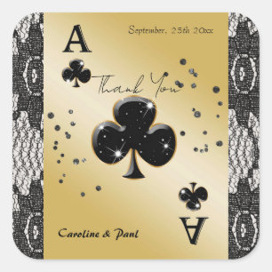 Black Lace, Ace of Clubs, Black Glitzer Danke Quadratischer Aufkleber