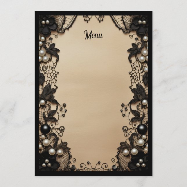 Black Lace and Pearls Menükarte (Vorderseite)
