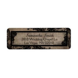 Black Lace Burlap Modern Goth Wedding Labels