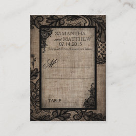 Black Lace Burlap Moderne Goth Wedding Platzkarten