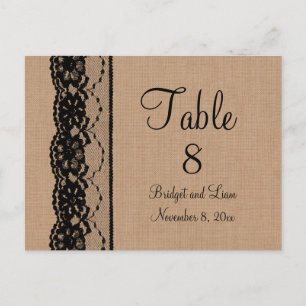 Black Lace & Burlap Tischnummer