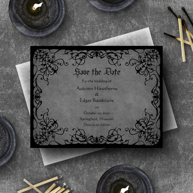 Black Lace Gothic Wedding Save The Date (Von Creator hochgeladen)