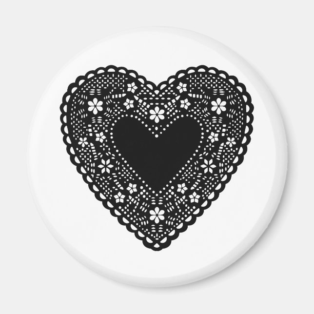 Black Lace Heart Magnet (Vorne)