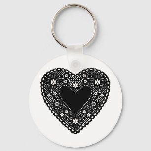 Black Lace Heart Schlüsselanhänger