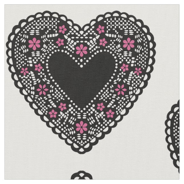 Black Lace Hearts Stoff (Nahaufnahme)