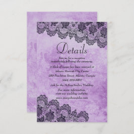Black Lace Lila Gothic Wedding Details Card