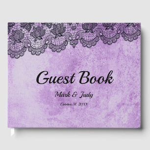Black Lace Lila Gothic Wedding Gästebuch