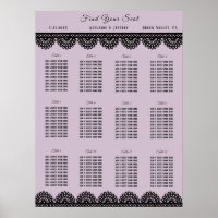 Black Lace on Soft Lavender Custom Seating Chart