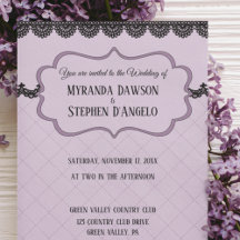 Black Lace on Soft Lavender Custom Wedding