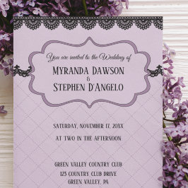 Black Lace on Soft Lavender Custom Wedding Einladung