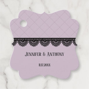 Black Lace on Soft Lavender Custom Wedding Geschenkanhänger