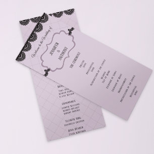 Black Lace on Soft Lavender Custom Wedding Programm