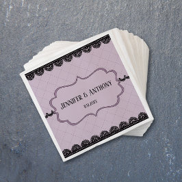 Black Lace on Soft Lavender Custom Wedding Serviette