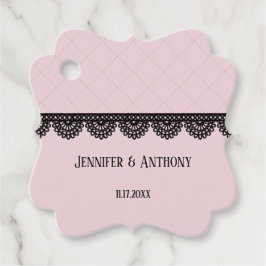 Black Lace on Soft Pink Custom Wedding Geschenkanhänger