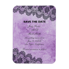 Black Lace Purple Gothic Wedding Save Magnet