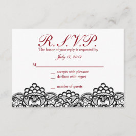 Black Lace Response Cards RSVP Karte