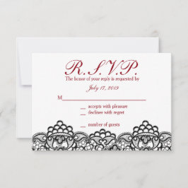 Black Lace Response Cards RSVP Karte