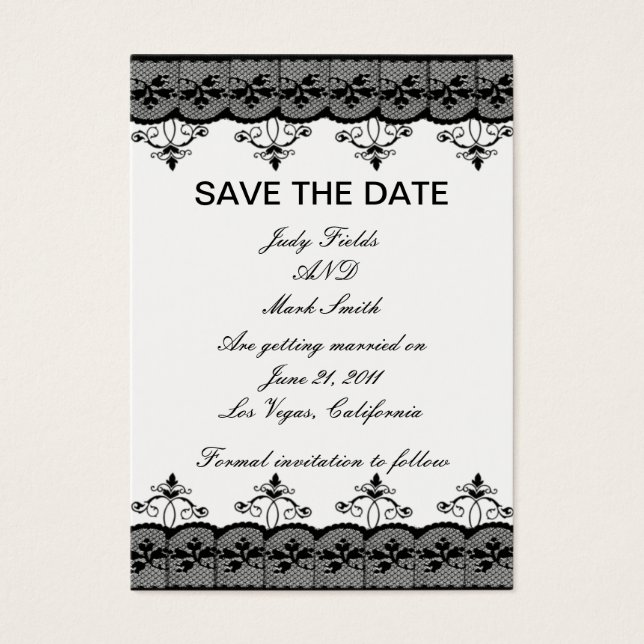 Black Lace Save the Date Card (Vorderseite)