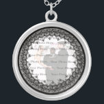 Black Lace Silver Round Foto Necklace Versilberte Kette<br><div class="desc">Personalisieren Sie diese hübsche Halskette,  um sie als Gastgeschenke Hochzeiten an Ihrem Hochzeitsempfang zu haben oder sich selbst als Erinnerung an Ihren besonderen Tag zu erleben. Diese Halskette ist auch das ideale Geschenk für die Braut am Brautparty. Personalisieren Sie diese,  indem Sie Ihr Foto hinzufügen.</div>