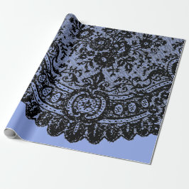 BLACK LACE UND BLUE WRAPPING PAPIER GESCHENKPAPIER