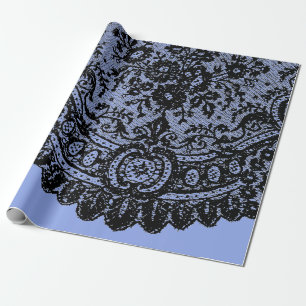 BLACK LACE UND BLUE WRAPPING PAPIER GESCHENKPAPIER