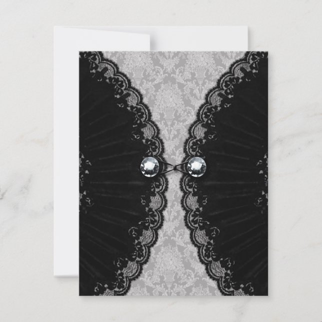Black Lace und Diamond Look Goth Wedding Einladung (Vorderseite)