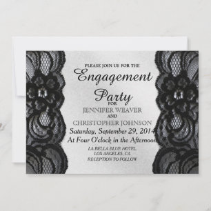 Black Lace und Satin Engagement Partei lädt ein Einladung