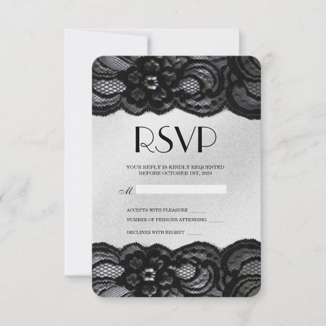Black Lace und Satin UAWG RSVP Karte (Vorderseite)