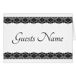 Black Lace Wedding Blank Guests Name Card