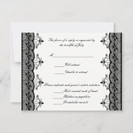 Black Lace Wedding Response Cards RSVP Karte