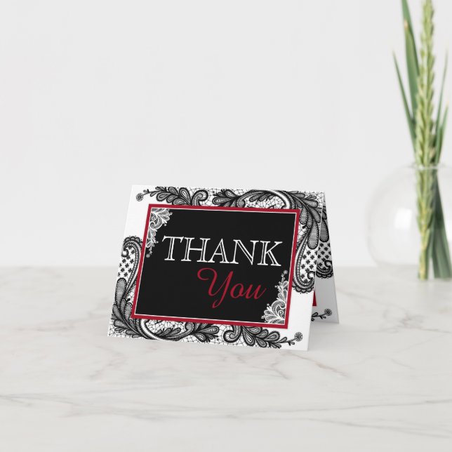 Black Lace White Modern Goth Danke (Vorderseite)
