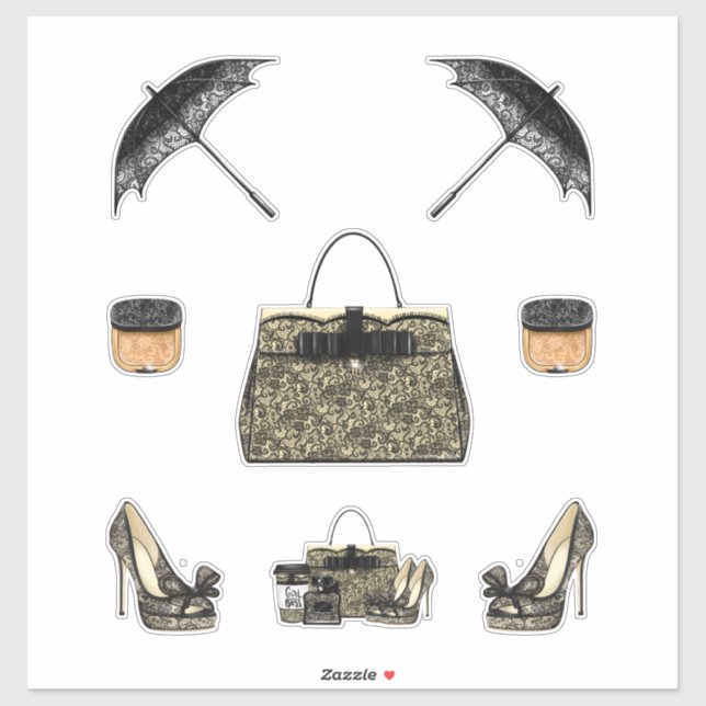 Black Lace Women Decals Planner Notebook Journal Aufkleber (Blatt)