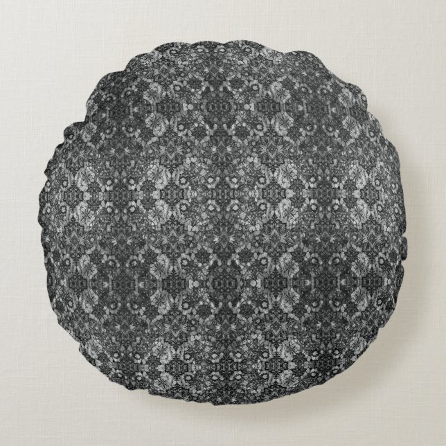 Black Lacework Artists Round Rundes Kissen (Vorderseite)
