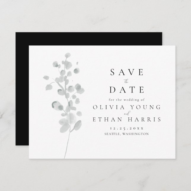 Black Lacquer Save the Date Mitteilungskarte (Vorne/Hinten)